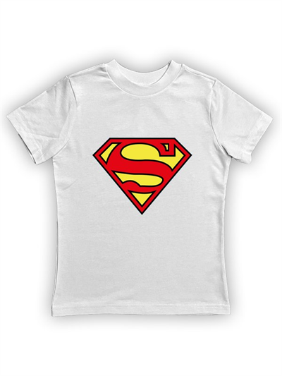 Superman baskılı pamuklu penye kumaş yazlık çocuk tişört