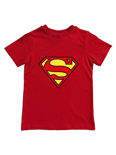 Superman baskılı pamuklu penye kumaş yazlık çocuk tişört