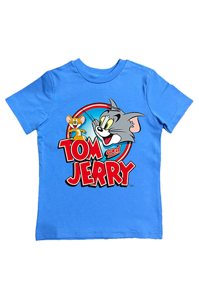 Tom & Jerry baskılı pamuklu penye kumaş yazlık çocuk tişört