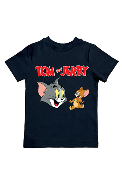 Tom & Jerry baskılı pamuklu penye kumaş yazlık çocuk tişört