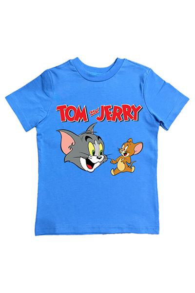 Tom & Jerry baskılı pamuklu penye kumaş yazlık çocuk tişört