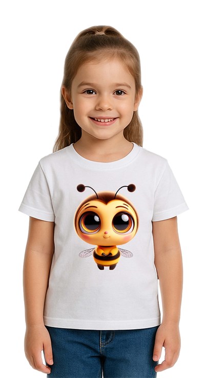 Unisex Arı Bee Baskılı Çocuk Tişört pamuklu penye kumaş