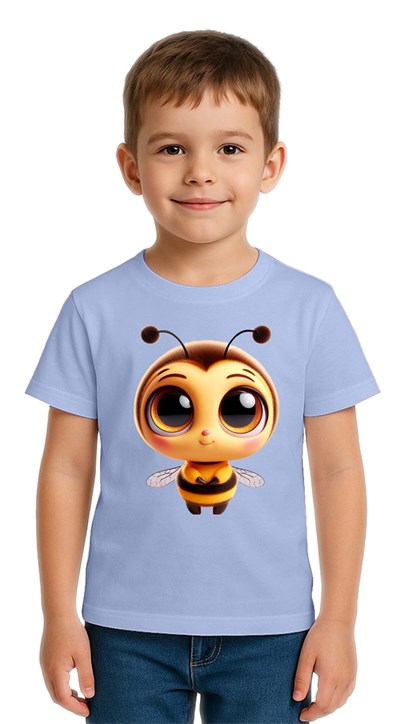 Unisex Arı Bee Baskılı Çocuk Tişört pamuklu penye kumaş