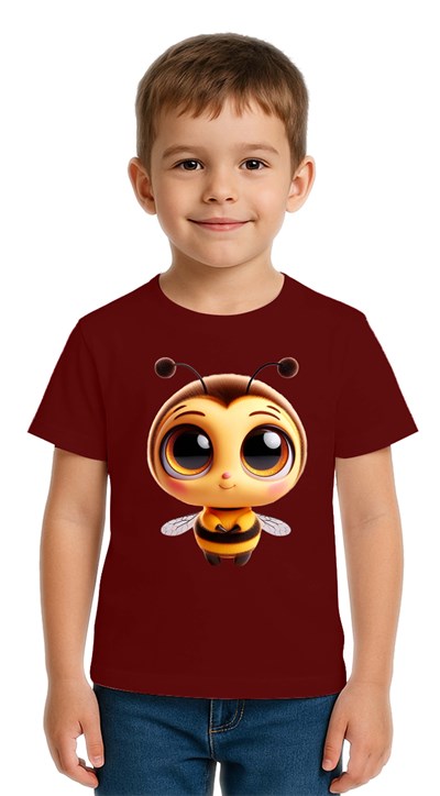 Unisex Arı Bee Baskılı Çocuk Tişört pamuklu penye kumaş