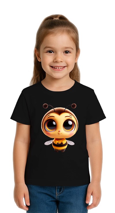 Unisex Arı Bee Baskılı Çocuk Tişört pamuklu penye kumaş