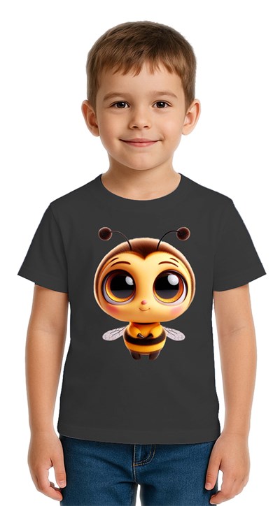 Unisex Arı Bee Baskılı Çocuk Tişört pamuklu penye kumaş