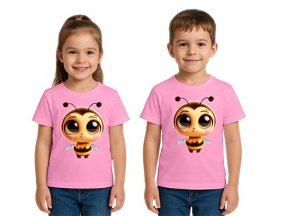 Unisex Arı Bee Baskılı Çocuk Tişört pamuklu penye kumaş