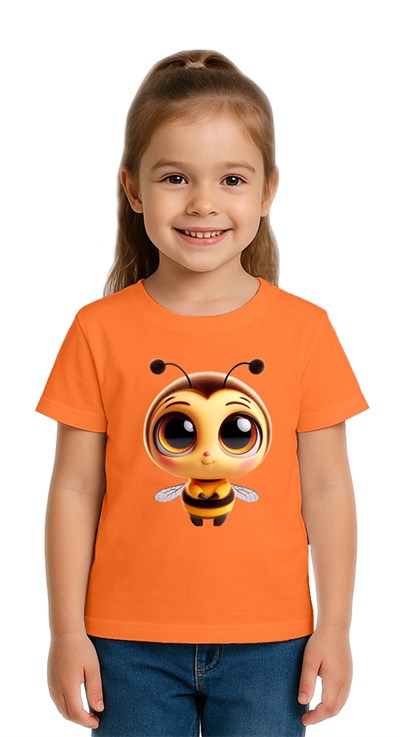 Unisex Arı Bee Baskılı Çocuk Tişört pamuklu penye kumaş