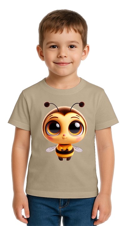Unisex Arı Bee Baskılı Çocuk Tişört pamuklu penye kumaş