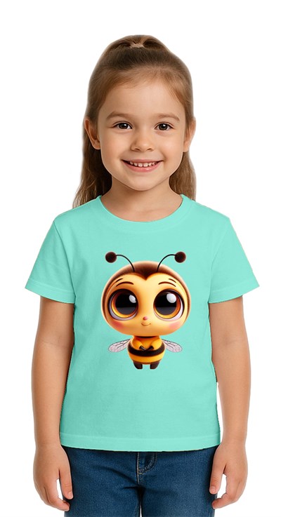 Unisex Arı Bee Baskılı Çocuk Tişört pamuklu penye kumaş