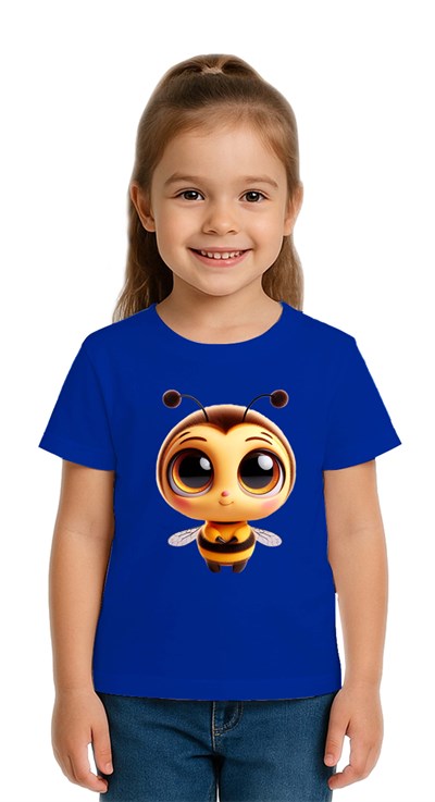 Unisex Arı Bee Baskılı Çocuk Tişört pamuklu penye kumaş