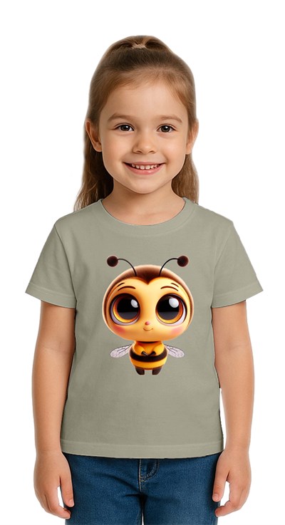 Unisex Arı Bee Baskılı Çocuk Tişört pamuklu penye kumaş