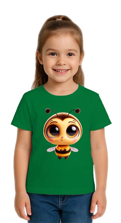 Unisex Arı Bee Baskılı Çocuk Tişört pamuklu penye kumaş