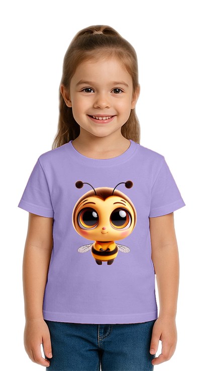 Unisex Arı Bee Baskılı Çocuk Tişört pamuklu penye kumaş