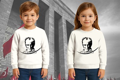 Unisex Ay Yıldızlı 19 Mayıs 29 Ekim 23 Nisan 10 Kasım Atatürk Çocuk 3 İplik Şardonlu Sweatshirt