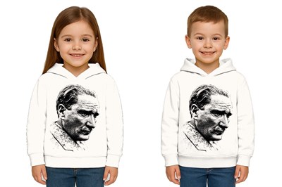 Unisex Ay Yıldızlı 19 Mayıs 29 Ekim 23 Nisan 10 Kasım Atatürk Çocuk Kapüşonlu Sweatshirt