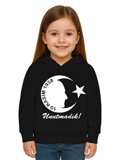 Unisex Ay Yıldızlı 19 Mayıs 29 Ekim 23 Nisan 10 Kasım Atatürk Çocuk Kapüşonlu Sweatshirt