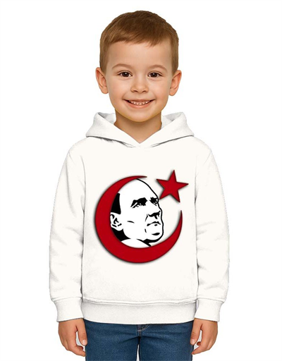Unisex Ay Yıldızlı 19 Mayıs 29 Ekim 23 Nisan 10 Kasım Atatürk Çocuk Kapüşonlu Sweatshirt