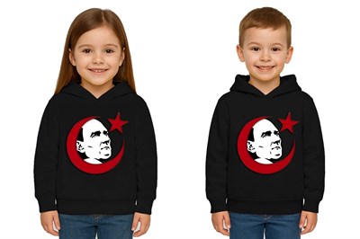 Unisex Ay Yıldızlı 19 Mayıs 29 Ekim 23 Nisan 10 Kasım Atatürk Çocuk Kapüşonlu Sweatshirt