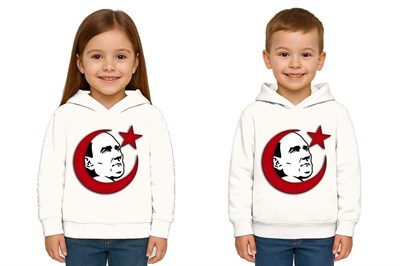 Unisex Ay Yıldızlı 19 Mayıs 29 Ekim 23 Nisan 10 Kasım Atatürk Çocuk Kapüşonlu Sweatshirt