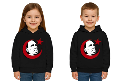 Unisex Ay Yıldızlı 19 Mayıs 29 Ekim 23 Nisan 10 Kasım Atatürk Çocuk Kapüşonlu Sweatshirt