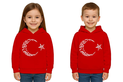 Unisex Ay Yıldızlı 19 Mayıs 29 Ekim 23 Nisan 10 Kasım Atatürk Çocuk Kapüşonlu Sweatshirt