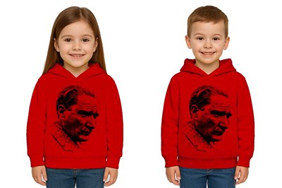Unisex Ay Yıldızlı 19 Mayıs 29 Ekim 23 Nisan 10 Kasım Atatürk Çocuk Kapüşonlu Sweatshirt