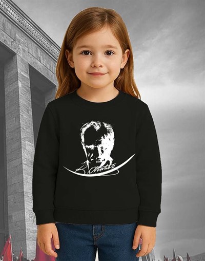Unisex Ay Yıldızlı 19 Mayıs 29 Ekim 23 Nisan 10 Kasım Atatürk Çocuk 3 İplik Şardonlu Sweatshirt