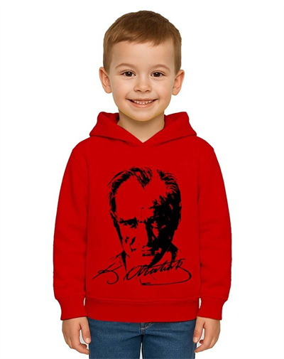 Unisex Ay Yıldızlı 19 Mayıs 29 Ekim 23 Nisan 10 Kasım Atatürk Çocuk Kapüşonlu Sweatshirt