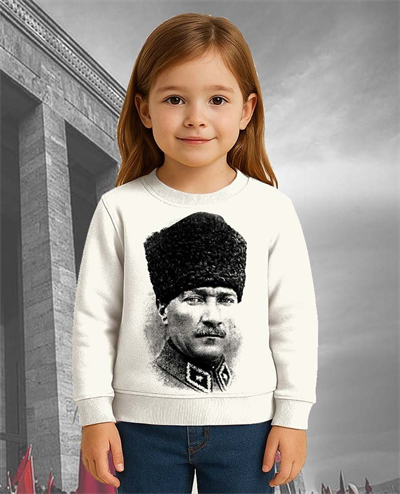 Unisex Ay Yıldızlı 19 Mayıs 29 Ekim 23 Nisan 10 Kasım Atatürk Çocuk 3 İplik Şardonlu Sweatshirt