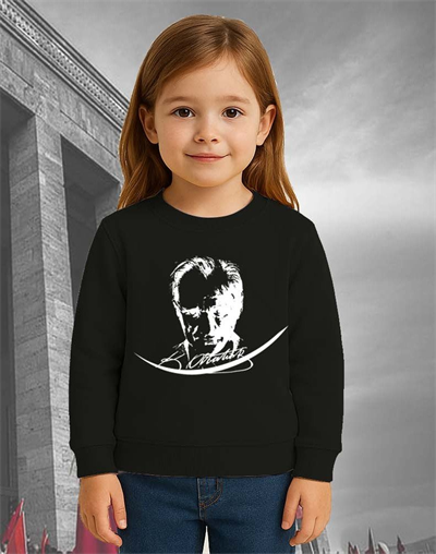 Unisex Ay Yıldızlı 19 Mayıs 29 Ekim 23 Nisan 10 Kasım Atatürk Çocuk 3 İplik Şardonlu Sweatshirt