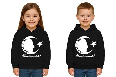 Unisex Ay Yıldızlı 19 Mayıs 29 Ekim 23 Nisan 10 Kasım Atatürk Çocuk Kapüşonlu Sweatshirt