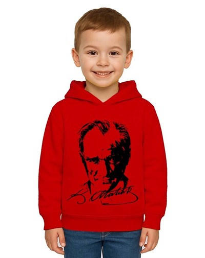 Unisex Ay Yıldızlı 19 Mayıs 29 Ekim 23 Nisan 10 Kasım Atatürk Çocuk Kapüşonlu Sweatshirt