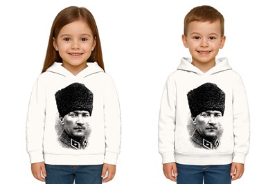 Unisex Ay Yıldızlı 19 Mayıs 29 Ekim 23 Nisan 10 Kasım Atatürk Çocuk Kapüşonlu Sweatshirt