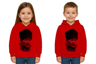 Unisex Ay Yıldızlı 19 Mayıs 29 Ekim 23 Nisan 10 Kasım Atatürk Çocuk Kapüşonlu Sweatshirt