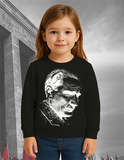Unisex Ay Yıldızlı 19 Mayıs 29 Ekim 23 Nisan 10 Kasım Atatürk Çocuk 3 İplik Şardonlu Sweatshirt