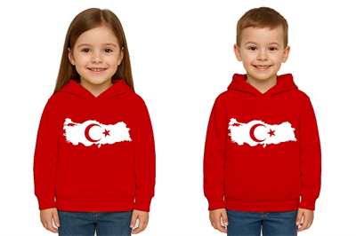 Unisex Ay Yıldızlı 19 Mayıs 29 Ekim 23 Nisan 10 Kasım Atatürk Çocuk Kapüşonlu Sweatshirt