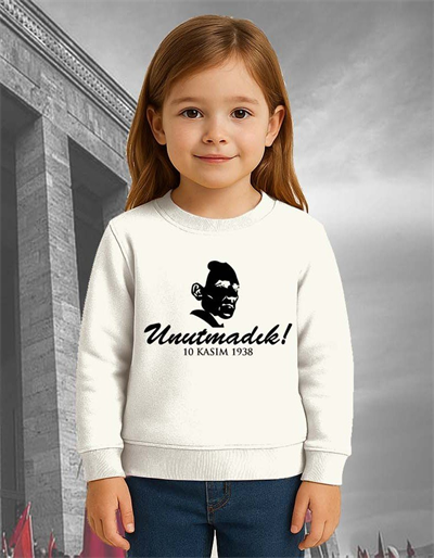 Unisex Ay Yıldızlı 19 Mayıs 29 Ekim 23 Nisan 10 Kasım Atatürk Çocuk 3 İplik Şardonlu Sweatshirt