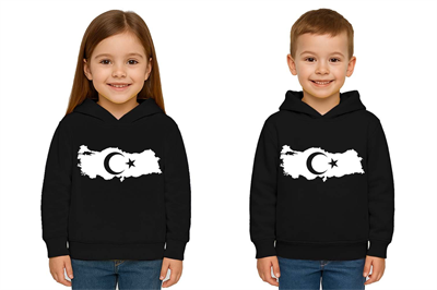 Unisex Ay Yıldızlı 19 Mayıs 29 Ekim 23 Nisan 10 Kasım Atatürk Çocuk Kapüşonlu Sweatshirt