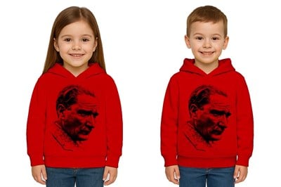 Unisex Ay Yıldızlı 19 Mayıs 29 Ekim 23 Nisan 10 Kasım Atatürk Çocuk Kapüşonlu Sweatshirt