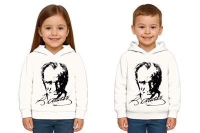 Unisex Ay Yıldızlı 19 Mayıs 29 Ekim 23 Nisan 10 Kasım Atatürk Çocuk Kapüşonlu Sweatshirt