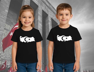 Unisex Ay Yıldızlı T-Shirt 19 Mayıs 29 Ekim 23 Nisan 10 Kasım Atatürk Çocuk Tişört