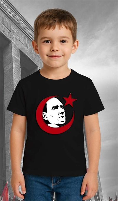 Unisex Ay Yıldızlı T-Shirt 19 Mayıs 29 Ekim 23 Nisan 10 Kasım Atatürk Çocuk Tişört