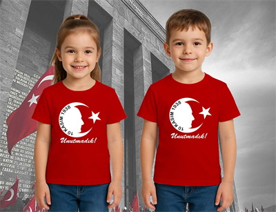 Unisex Ay Yıldızlı T-Shirt 19 Mayıs 29 Ekim 23 Nisan 10 Kasım Atatürk Çocuk Tişört
