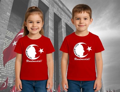 Unisex Ay Yıldızlı T-Shirt 19 Mayıs 29 Ekim 23 Nisan 10 Kasım Atatürk Çocuk Tişört