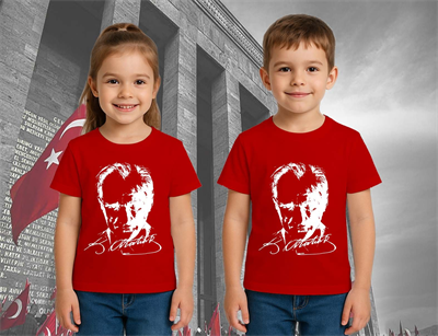 Unisex Ay Yıldızlı T-Shirt 19 Mayıs 29 Ekim 23 Nisan 10 Kasım Atatürk Çocuk Tişört