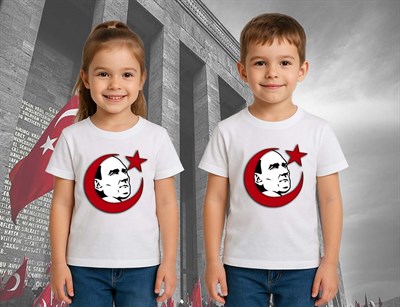 Unisex Ay Yıldızlı T-Shirt 19 Mayıs 29 Ekim 23 Nisan 10 Kasım Atatürk Çocuk Tişört