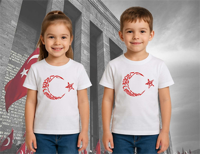 Unisex Ay Yıldızlı T-Shirt 19 Mayıs 29 Ekim 23 Nisan 10 Kasım Atatürk Çocuk Tişört
