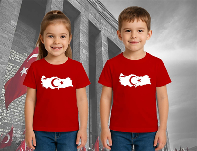 Unisex Ay Yıldızlı T-Shirt 19 Mayıs 29 Ekim 23 Nisan 10 Kasım Atatürk Çocuk Tişört