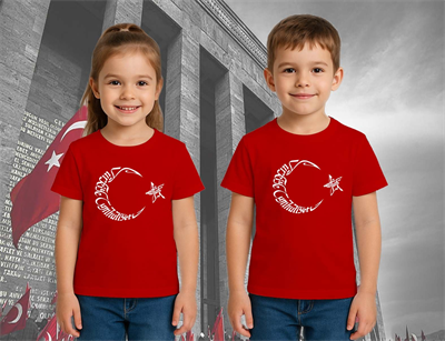 Unisex Ay Yıldızlı T-Shirt 19 Mayıs 29 Ekim 23 Nisan 10 Kasım Atatürk Çocuk Tişört